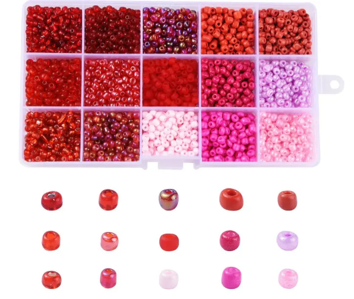 Juego de cuentas de semilla para fabricación de joyas, espaciador colorido de cristal, accesorios hechos a mano, varios colores, rosa y azul, 3mm