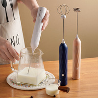Mousseur à lait portatif pour café, fouet électrique rechargeable avec 2 têtes de mélange, 3 vitesses, mélangeur de boissons, mousseur à café