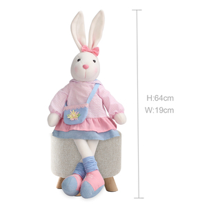 Zaves ev rahat dekorasyon tavşan oyuncak kumaş erkek ve kız çifti sokak spor stil sevimli uzun kulaklı tavşan peluş bebek - Product Image 4