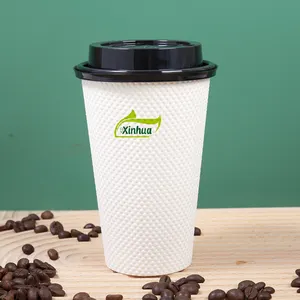vasos de papel para cafe drink double wall paper coffee cups for hot drink embossed disposable coffee paper cup with lids