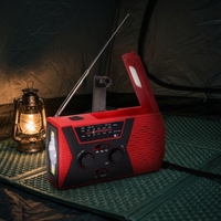 Radio portable USB FM/AM/NOAA à manivelle, étanche, avec haut-parleur intégré, lampe torche, lampe de lecture et batterie externe 2000 mAh pour