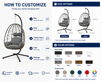 Fauteuil suspendu pliable avec logo personnalisé, fabrication directe, chaise suspendue avec support, mobilier de patio moderne en rotin pour les entreprises