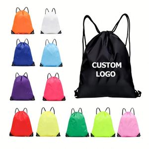 Bolsa con cordón de nailon y poliéster, mochila escolar para niños y niñas, para adultos, gimnasio, kit de educación física, baile, viajes, compras, bolsa portátil - Product Image 1