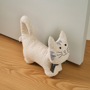 Butoir de porte chat mignon blanc à pois, butoir de porte 3D en forme de chat, fixation au sol, décoration domestique - Product Image 3