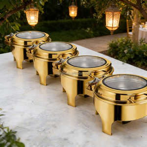 Juego de Buffet de Lujo con Calentador de Alimentos a Alcohol, Acero Inoxidable 304, Control de Temperatura de 85-100°C <span class=keywords><strong>para</strong></span> <span class=keywords><strong>Restaurante</strong></span> - Product Image 1