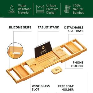 Modernes Bambus-Bad-Caddy-Tablett mit faltbarer Badewanne und ausziehbaren Seiten für den Heimgebrauch von Hotels - Product Image 3