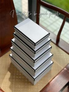 Gedrukte monochrome kartonnen rechthoekige set van 5 bloemen cadeaudoosjes vierkante opbergdoos cadeauverpakking - Product Image 4