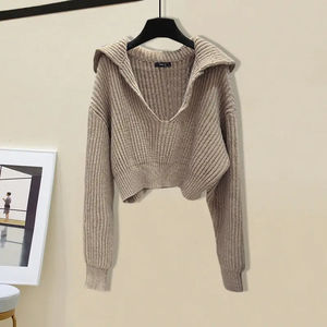 Maglione bianco da donna con collo a girocollo autunno inverno Casual da donna <span class=keywords><strong>maglia</strong></span> <span class=keywords><strong>maglia</strong></span> <span class=keywords><strong>pantaloni</strong></span> larghi 3 pezzi Set da donna - Product Image 5