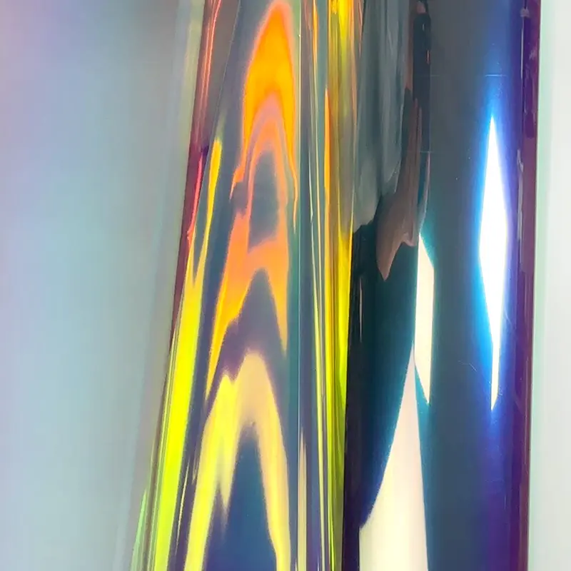 Голографическая прозрачная красная синяя двухцветная ПВХ Радужная мягкая пленка Yuan Xiangli Заводское производство для активного фона стены