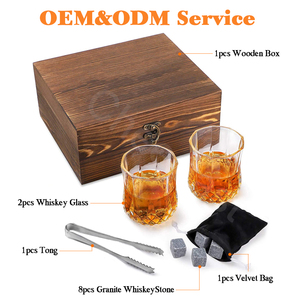 Boîte en bois de 4 <span class=keywords><strong>verres</strong></span>, boîte en bois de haute qualité, réutilisable, pierre de refroidissement et pierre de granit, coffret cadeau avec lunettes - Product Image 6