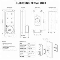 Serrure de meuble numérique intelligente en gros, à combinaison de mot de passe, partagée, double mode privé, en plastique noir mat, design moderne