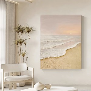 Hand Painted Oil Painting Beach Sunrise Landscape Modern Minimalist Living Room Wall Art Unframed Impressionism Style Decor - Product Image 4