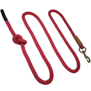 1 Inch Diameter Braided Round Rope Dog Leash With Genuine Leather Wrap Antique Brass Swivel <b>Snap</b> <b>Hook</b> Adjustable Knot Custom - Product Image 5