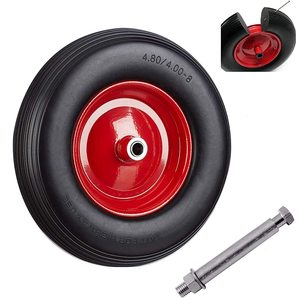 Solid Pu Foam Wheel 4.80/4.00-8 Firm Tread Wear Resistant <b>For</b> <b>Tool</b> <b>Carts</b> And Handcarts Threaded Rod Installation - Product Image 1