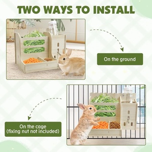 Comedero y Bebedero de Madera Contrachapada de Álamo para Conejos, Chinchillas y Mascotas Pequeñas, 11x7.5x7.9 pulgadas - Product Image 2