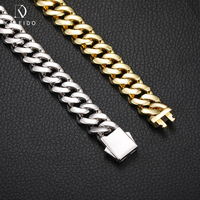 Collier pour femme en laiton plaqué or Kaleido, style hip-hop, chaîne cubaine à deux rangs avec diamants sertis, 12 mm, chaîne cubaine tendance