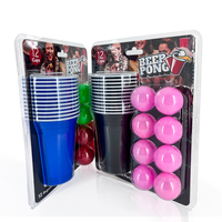 Jeu de Beer Pong - 12 gobelets en plastique rouges + 12 balles - Ensemble de jeu de boisson pour enterrement de vie de jeune fille