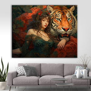 Pintura por Números Moderna para Adultos, Personalizada con Diseño de Mujer y <span class=keywords><strong>Tigre</strong></span>, <span class=keywords><strong>Lienzo</strong></span> para Decoración del Hogar, Venta al por Mayor de Fábrica, Regalo de Pintura por Números - Product Image 2
