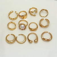 Ensemble de bagues empilables en alliage plaqué or pour femme, géométriques et irrégulières, bagues de mariage pour couple, bijoux fins et épais pour filles, à porter au quotidien