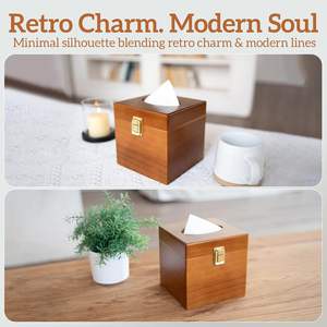 Décoration d'intérieur, accessoires <span class=keywords><strong>de</strong></span> salle <span class=keywords><strong>de</strong></span> bain, boîte à mouchoirs carrée en bois, boîte à mouchoirs décorative en bois <span class=keywords><strong>cube</strong></span> <span class=keywords><strong>avec</strong></span> couvercle - Product Image 5