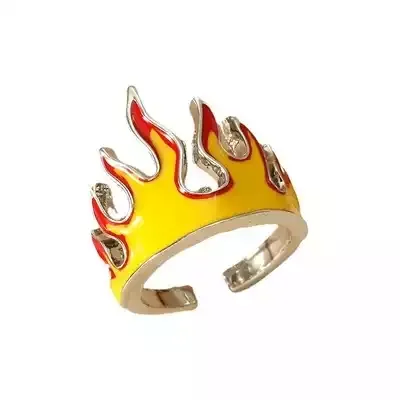 Vintage Metal Punk Finger Ring for Women Girls Jewelry Accessories 2000S Aesthetic Party Gift Y2K Flame Rings