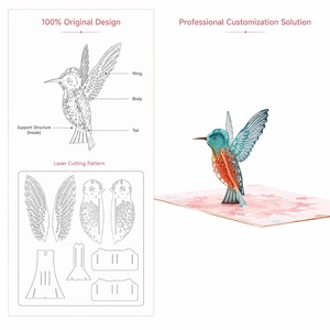 3D Pop Up Bird Greeting <b>Card</b> Paper Folding <b>Card</b> Custom Printed Holiday Birthday <b>Gift</b> <b>Card</b> - Product Image 3