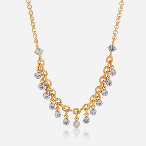 Collar con borlas y diamantes de imitación, cadena dorada, cristal redondo, joyería de fiesta para mujer - Product Image 1