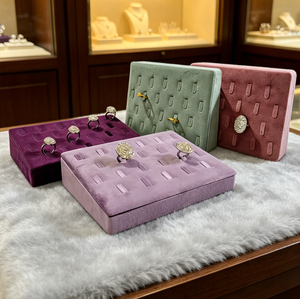 Caja de Lujo para Anillos de Franela con Ranuras, Colores Pastel para Exhibición de Joyería en Boutiques, Venta al por Mayor de Fábrica en Stock - Product Image 5