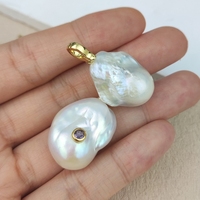 Pendentifs Breloques DIY en Perles Baroques Naturelles Faites à la Main avec Zircons, Plaqué Or 18K, Fermoir Universel, pour Bijoux Femme