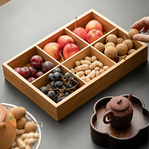 Plato creativo de bambú y madera con nueve compartimentos para hot pot, plato japonés para verduras, plato para barbacoa, plato para frutas secas. - Product Image 2