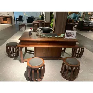 Guangdong Desain Meja Teh Klasik Furnitur Kantor Komersial Meja Teh Desain Kayu Solid Meja Teh Cina