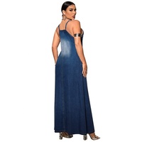 Robe longue décontractée en jean sans manches pour femme YUANBOFEI, coupe ample, taille plus, longueur cheville, bleu délavé