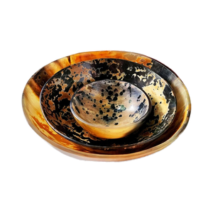 Juego de cuencos de cuerno de búfalo de lujo, 3 cuencos decorativos para servir el afeitado moteados, producto más vendido - Product Image 1