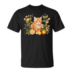 Camiseta para amantes de los gatos tabby naranjas con diseño de flores y naranjas - Product Image 1