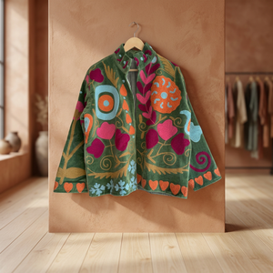 Veste en velours brodée à la main, col mandarin, motif floral, manches longues, manteau d'automne pour femmes, vestes courtes, vente en gros - Product Image 4