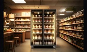 Double Door <b>Bar</b> Chiller Refrigerator Showcase Beer Fridge Commercial Freezer CRD Two Door Beer Fridge Beverage Fridge B - Product Image 5