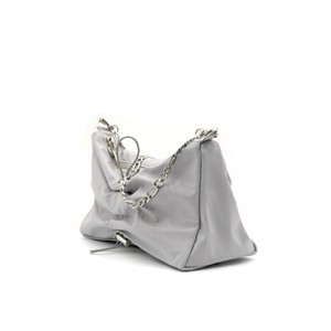YIEYIE Fashion Grey Wrinkle Tote Bag Zipper Closure <b>Metal</b> Chain Strap for Trendy Style Original Brand Retail Ready Wholesale - Product Image 6