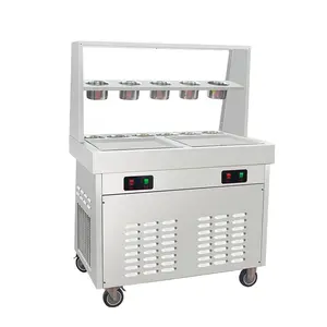 Commercial Street Mobile Double Pan Ice Roll Machine/Rolled Ice Cream Machine Thai Stir-Fried Ice Cream Roll Machine