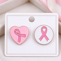 Broche en émail personnalisée en métal pour la sensibilisation au cancer du sein, ruban rose, vente en gros