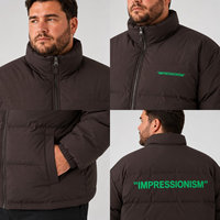 Chaqueta Acolchada de Plumón para Hombre, 90% Plumón, Cuello Alto, Cierre Completo, Bolsillos, Cálida para Invierno, Casual, Tallas Grandes, Extra Grandes, 6XL 7XL