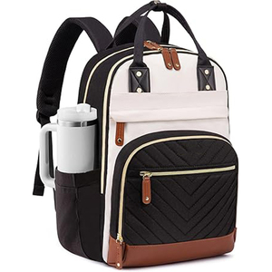 <span class=keywords><strong>Zaino</strong></span> <span class=keywords><strong>per</strong></span> <span class=keywords><strong>Laptop</strong></span> da <span class=keywords><strong>Donna</strong></span>, Antifurto, da Viaggio e Lavoro, con Porta USB, Impermeabile, Chiusura a Cerniera, Beige-Nero-Marrone - Product Image 1