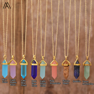 Colgante de punto de cristal pequeño, colgante de cuentas hexagonales dobles, collar de energía curativa, regalos de chakras - Product Image 5