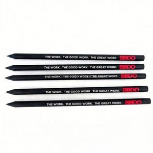Lápices Escolares Personalizados al por Mayor de 7'' Totalmente Negros Hb con Logotipo de 2 Colores para Publicidad - Product Image 1