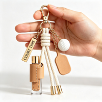Porte-clés sport en cuir PU avec mousqueton et impression UV, mini flacon de parfum