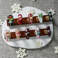 Uñas postizas largas tipo ataúd al por mayor, pintadas a mano con flores azules, uñas artificiales, suministros de uñas con etiqueta privada personalizada