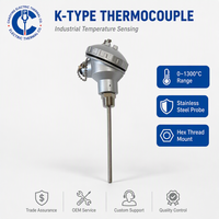 Termokopel Berulir Tipe K dengan Ulir NPT/G (1/4"-3/4"), 3-16mm Kustom, 0-1300 ° C, Tahan Air untuk Tungku, Kiln, Boiler