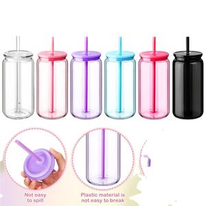 Vaso de Plástico Personalizado de 16 oz, Libre de BPA, con Forma de Lata de Leche, Jugo o Cerveza, con Pajita y Tapa - Product Image 2