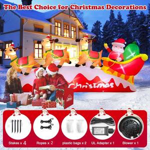 Decoración Navideña Inflable Personalizada <span class=keywords><strong>de</strong></span> Fábrica, Trineo <span class=keywords><strong>de</strong></span> Santa Claus <span class=keywords><strong>de</strong></span> 3 Metros con 3 <span class=keywords><strong>Renos</strong></span>, Luces LED para Exteriores, Resistente al Agua, para Decoración del Hogar - Product Image 1