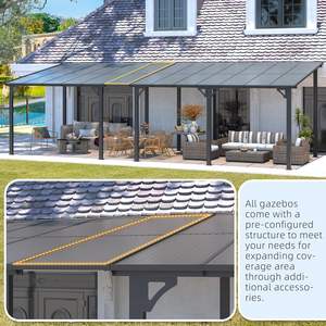 10' X 8' Modern Steel Frame <strong>Gazebo</strong> for Patio Backyard <strong>Small</strong> Wall-Mounted Lean-to Pergola Roof Screen Included <strong>Garden</strong> Decorations - Product Image 6