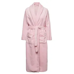 Custom Bathroom Plus Size Pink Fluffy Bathrobes Supersoft Women's Flannel Ribbed Bathrobe